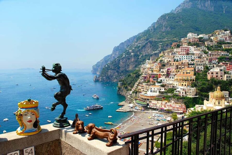 Amalfi Coast by Train & Ferry with Smart Digital Guide - Ferry to Positano: colorful streets, shop stops, and boarding pressure