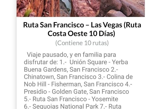 APP Self-guided routes West Coast with audio guide - Stop 6: Yosemite National Park walking and driving legs