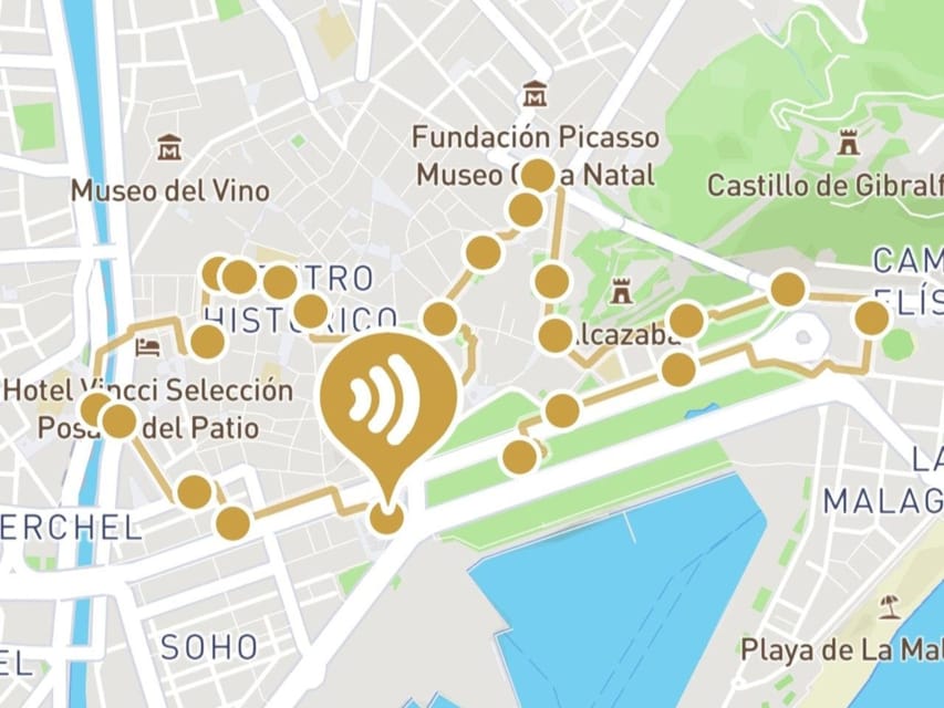 Audioguide City Walk Malaga for cruises (German & English) - Where you start: the central fountain and why it matters