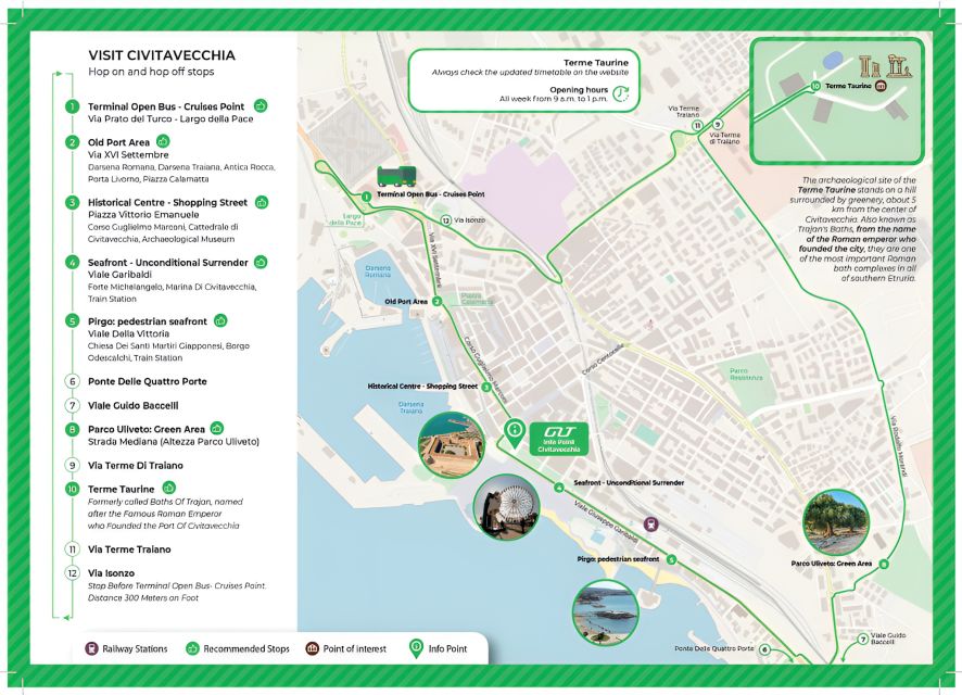 Civitavecchia: Hop-On Hop-Off Bus Ticket with Audio Guide - Getting on at the Cruise Terminal: your HOHO loop starts fast