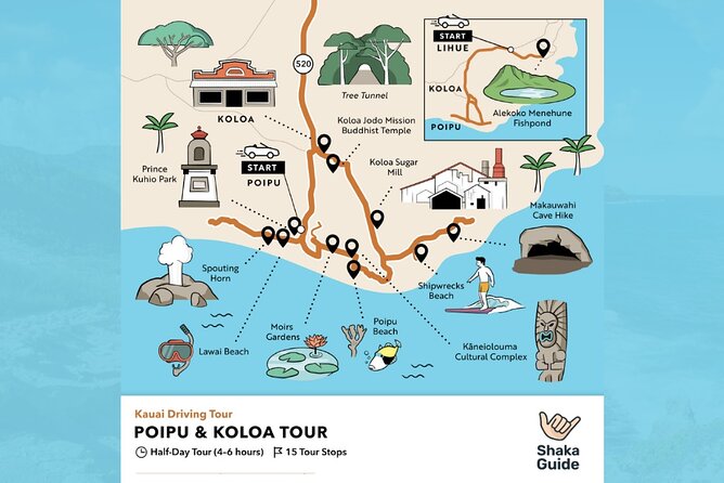 Kauai Poipu and Koloa Town Self-Guided Audio Tour - How the Shaka Guide app handles narration, GPS, and offline maps