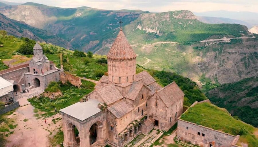 Khor Virap, Areni, Noravank, Tatev (ropeway) Self-Guided - Noravank Monastery: red rocks, carved details, and road panoramas