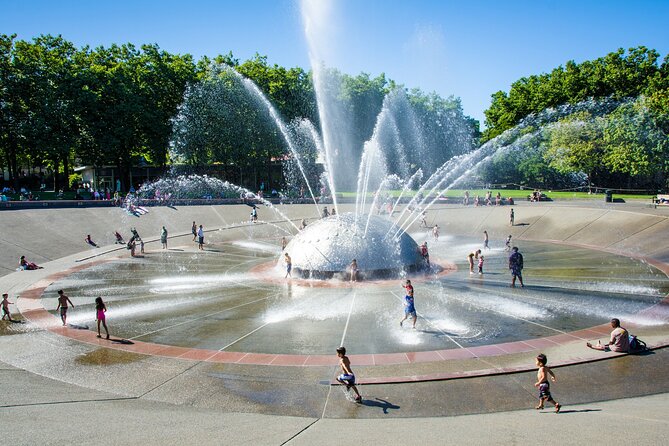 Seattle Time Travel Exploration Game and Tour - Seattle Center clues: Peace Garden and Sonic Bloom