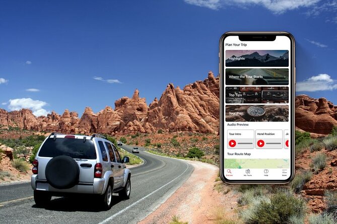 Self Guided Audio Tour in Arches and Canyonlands - Arches National Park drive: Windows, Double Arch, Delicate Arch, Park Avenue