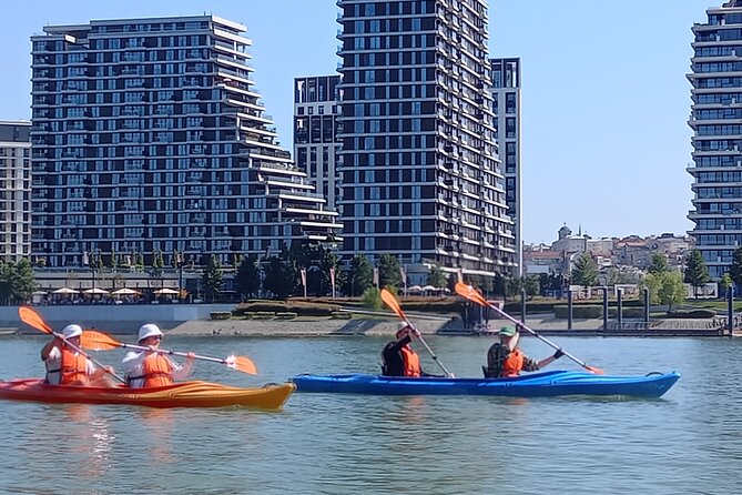 Self-guided kayak tour in Belgrade - Stop 1: Sava meets Danube, with Belgrade Fortress in your view
