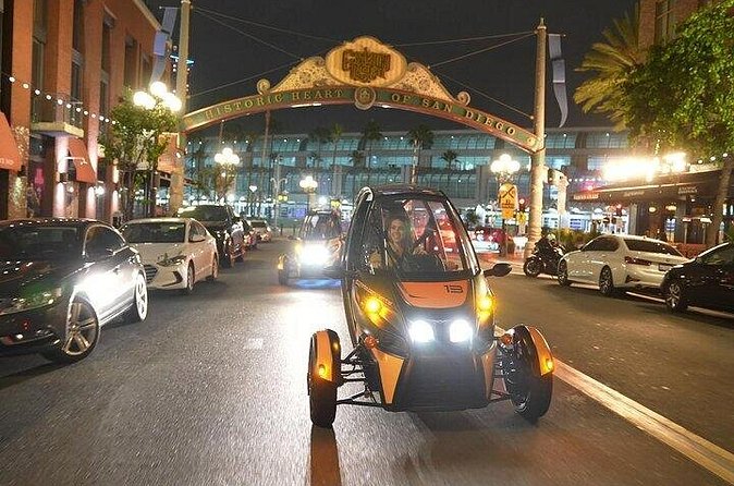 Viator Exclusive GoCar After Dark: Self-Guided Tour of Gaslamp and Balboa Park - Balboa Park after dark: calm driving through the lighting